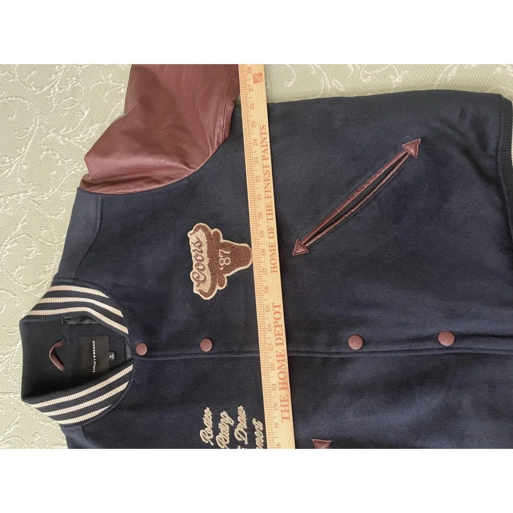 Lucky Brand Jacket Mens XL Blue Coors Rodeo Varsity Leather Sleeves‎ 161300
